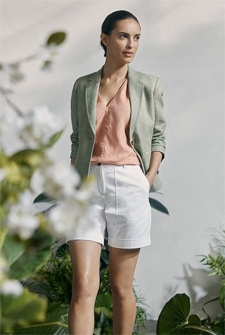 Washed Sage Stitch Detail Blazer - Women Jackets & Coats 