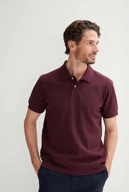 Burgundy Classic Marle Polo - MEN T-Shirts | Trenery