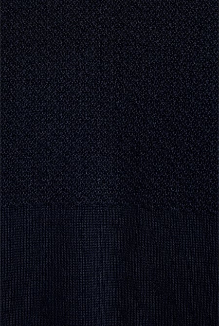 Navy Merino Zip Through Knit - MEN Knitwear | Trenery