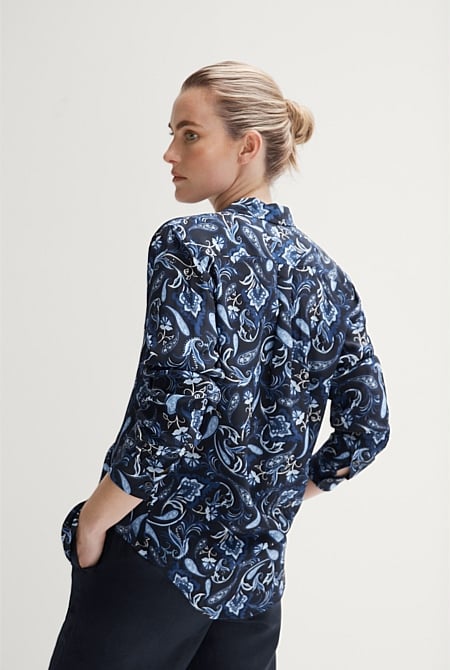 Night Sky Silk Tapestry Floral Shirt - WOMEN Shirts | Trenery