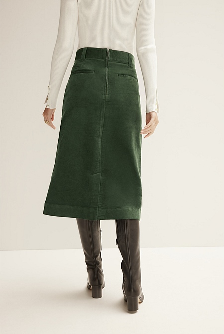 Free People Womens I Want It All Cord Skirt Dark Green Size 27 main image 0