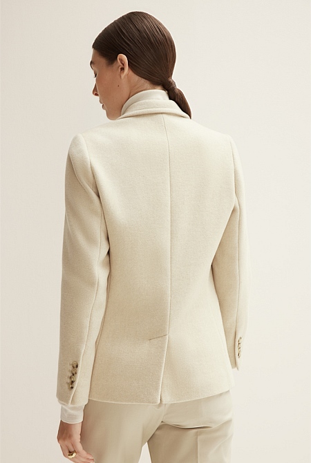 LEEZ Women One-Button Wool Blazer - Oatmeal