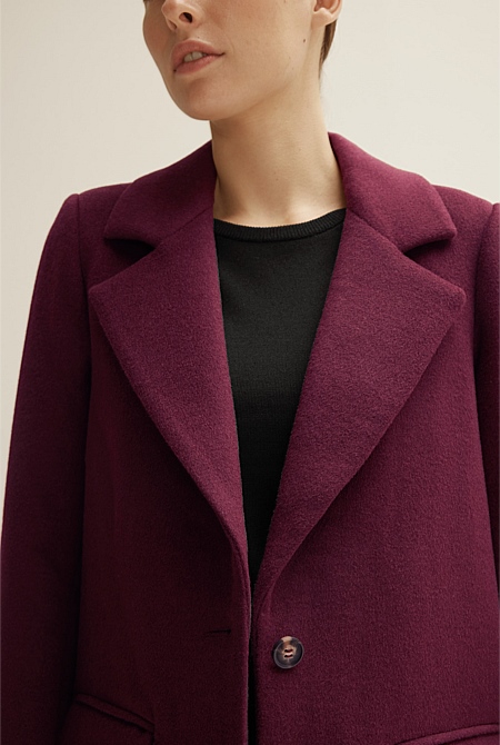 Bordeaux Longline Car Coat - WOMEN Jackets & Coats | Trenery