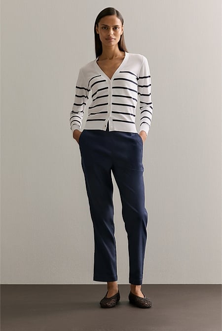 Stretch Linen Blend Pull On Pant