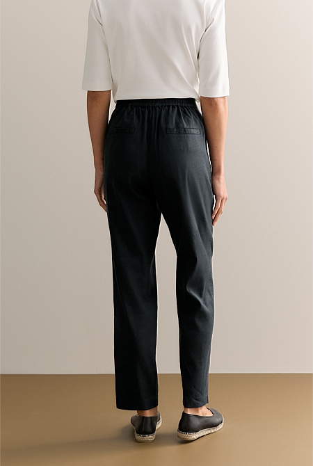 Stretch Linen Blend Pull On Pant