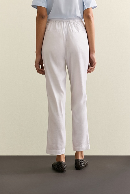 Stretch Linen Blend Pull On Pant