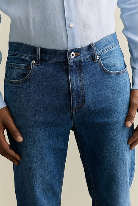 Relaxed Fit Mid Wash Jean