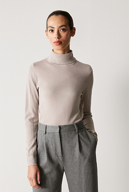 Cinder Merino Roll Neck Knit - WOMEN Knitwear | Trenery