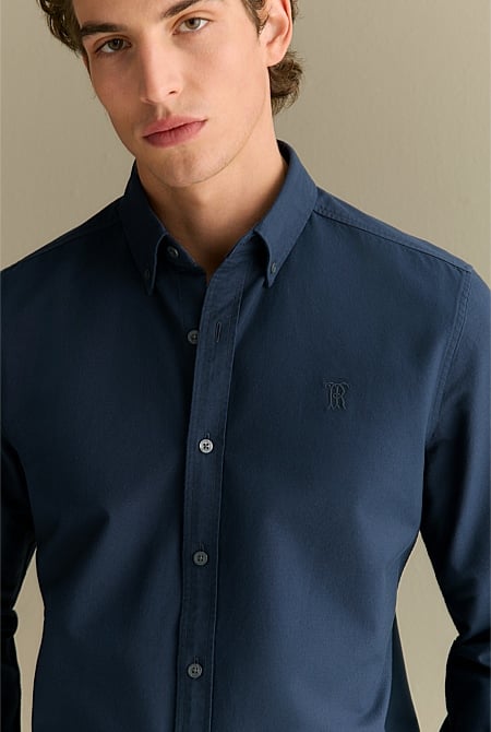 Tailored Fit Cotton Monogram Oxford Shirt