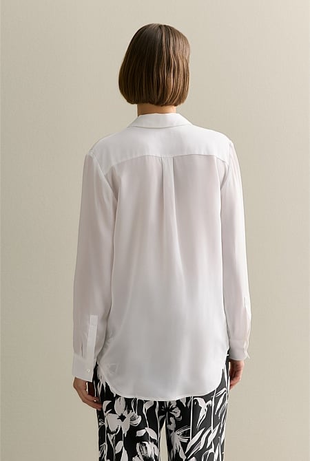 Silk Concealed Placket Shirt