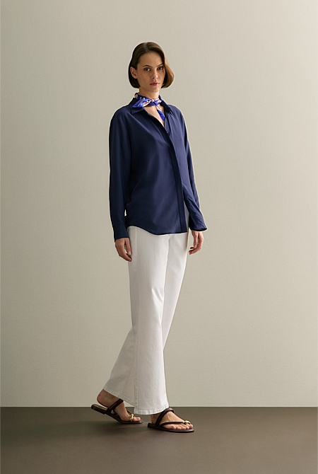 Silk Concealed Placket Shirt