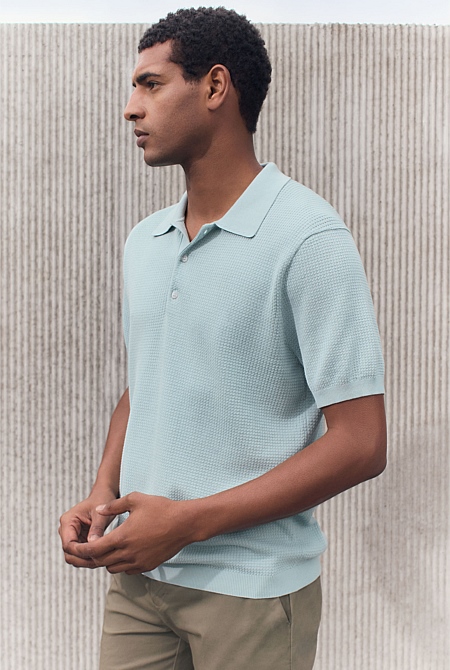 Mercerised Cotton Textured Knit Polo