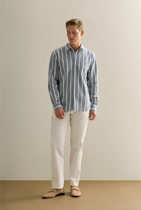 Regular Fit Stripe Monogram Oxford Shirt