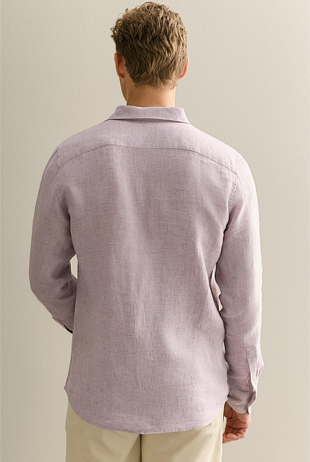 Tailored Fit Yarn Dyed Linen Textured Shirt