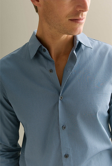 Tailored Fit Cotton Poplin Micro Spot Shirt