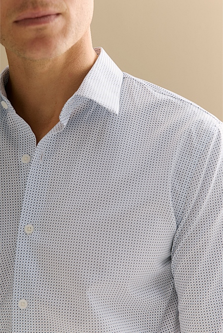 Tailored Fit Cotton Poplin Micro Spot Shirt