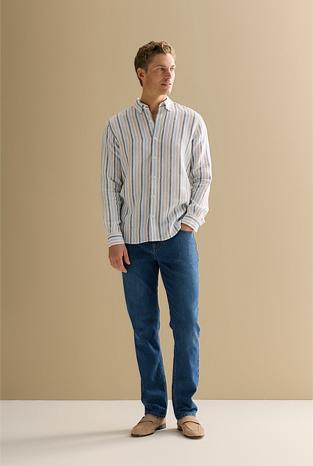 Regular Fit Linen Multi Stripe Shirt