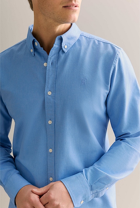 Regular Fit Yarn Dyed Monogram Oxford Shirt