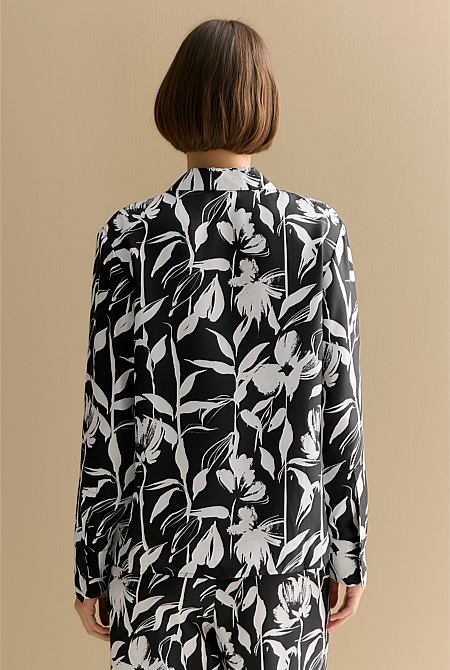 Silk Twill Floral Shirt