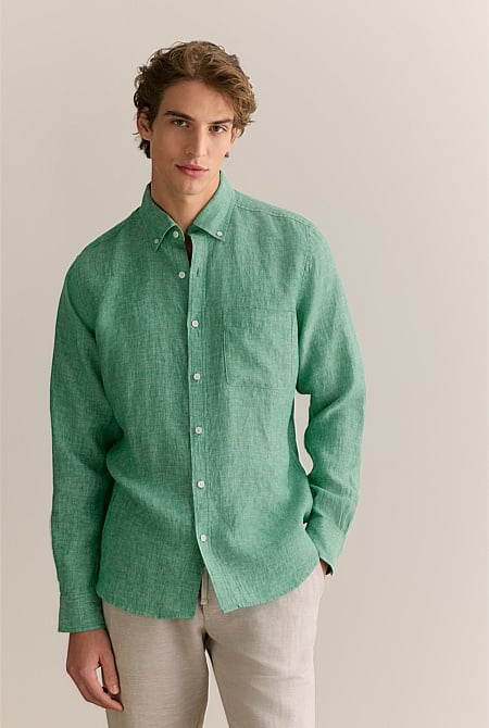 Regular Fit Delave Linen End on End Shirt