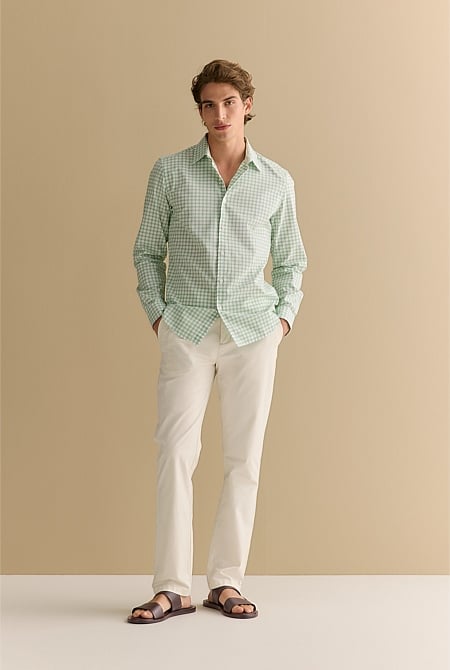 Tailored Fit Cotton Poplin Gingham Shirt