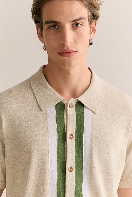 Linen Cotton Graphic Knit Shirt