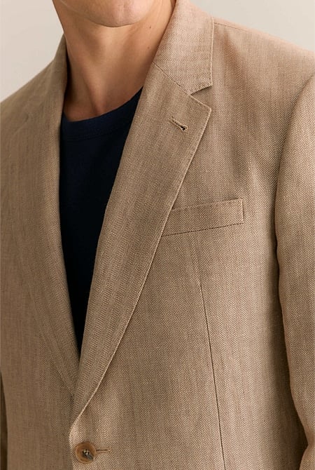 Regular Fit Irish Linen Herringbone Blazer