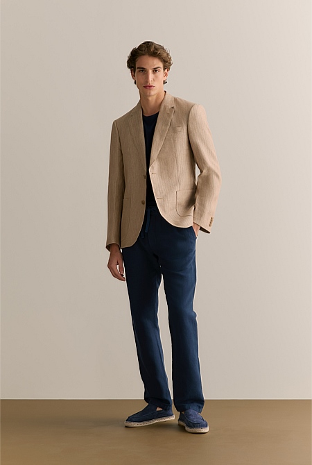 Regular Fit Irish Linen Herringbone Blazer