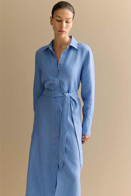 Delave Linen Classic Shirt Dress