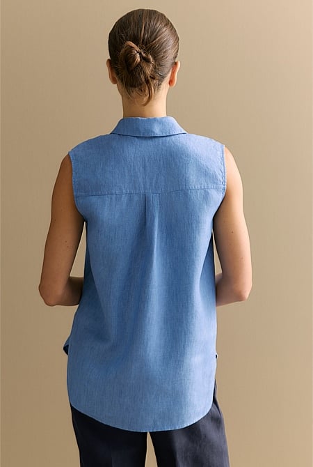 Delave Linen Sleeveless Shirt