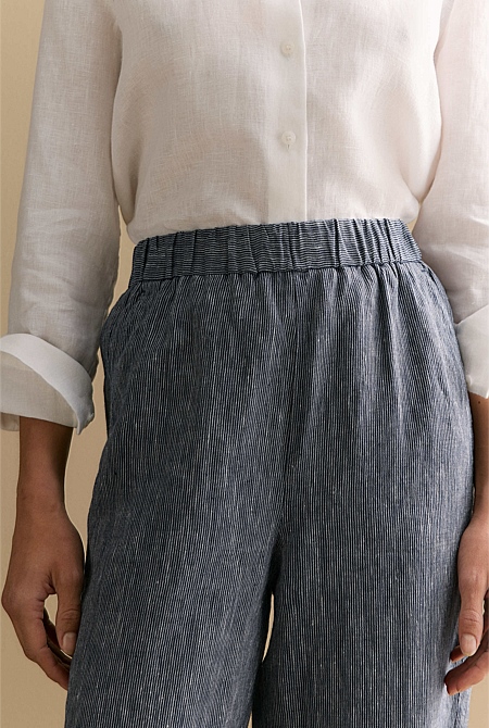 Linen End on End Stripe Pull On Pant