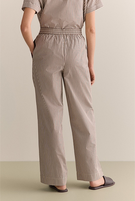 Cotton Poplin Stripe Pull On Pant