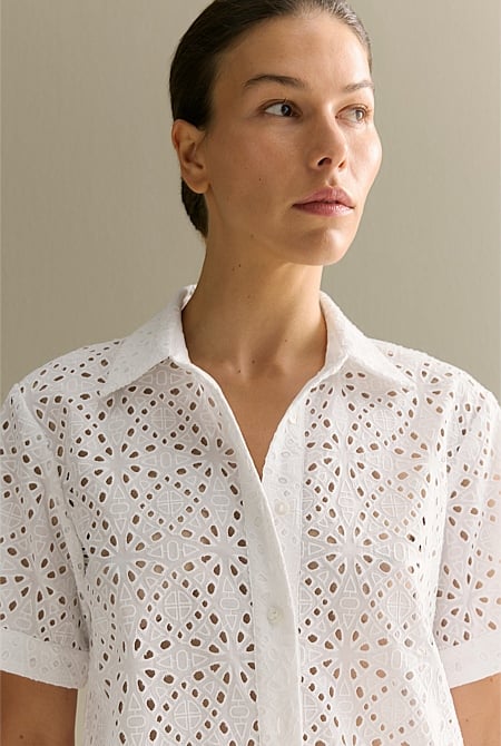 Broderie Anglaise Short Sleeve Shirt