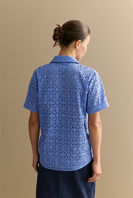 Broderie Anglaise Short Sleeve Shirt