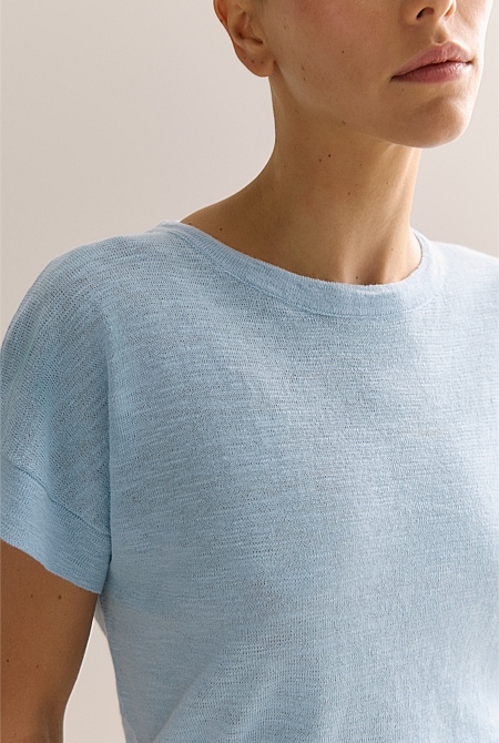 Linen Cotton Relaxed Crew T-shirt