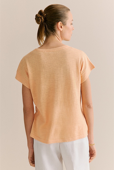 Linen Cotton Knit Relaxed T-shirt