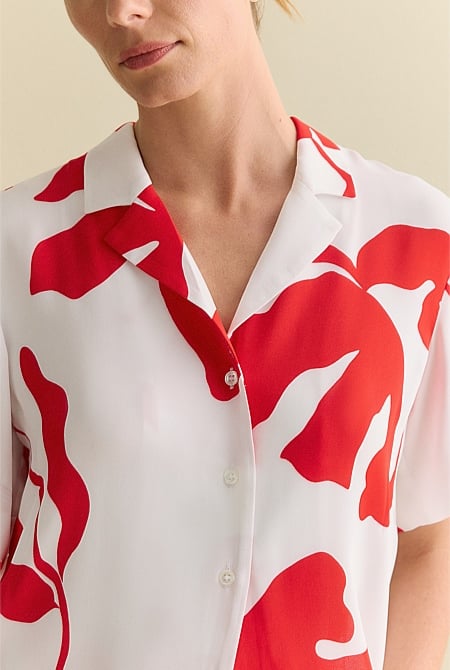 Shadow Palm Draped Short Sleeve Shirt