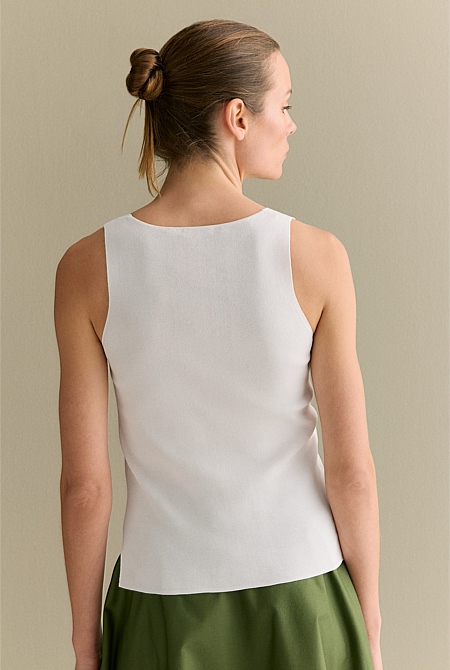 Mercerised V Neck Tank