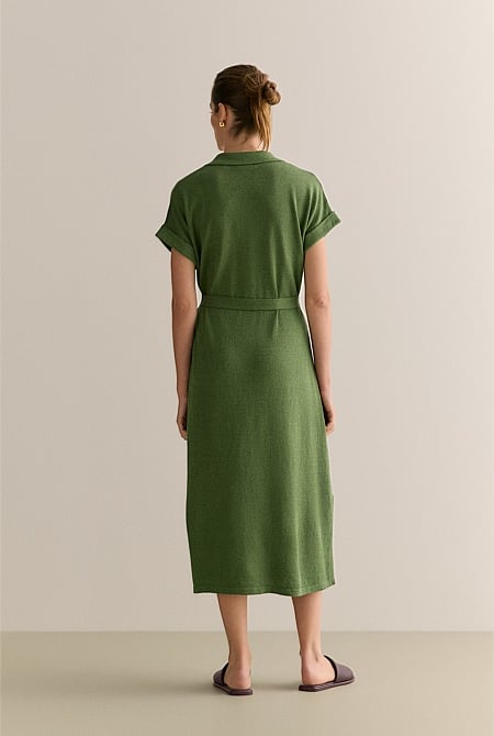 Linen Cotton Collared Knit Dress