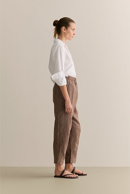 Linen End On End Stripe Pull On Pant