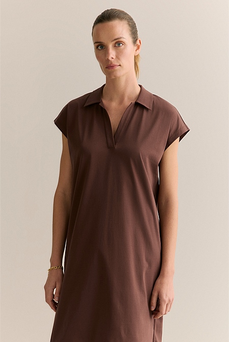 Cotton Interlock Polo Dress