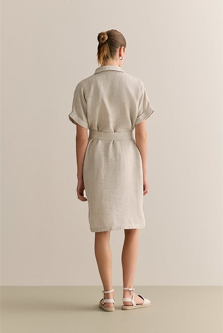 Linen Short Sleeve Shirt Dress