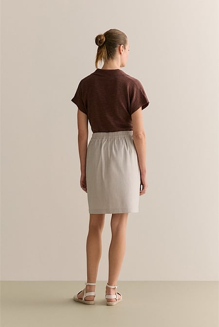 Stretch Linen Blend Skirt