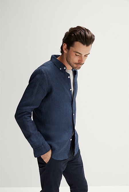 Tailored Fit Delave Linen Long Sleeve Shirt