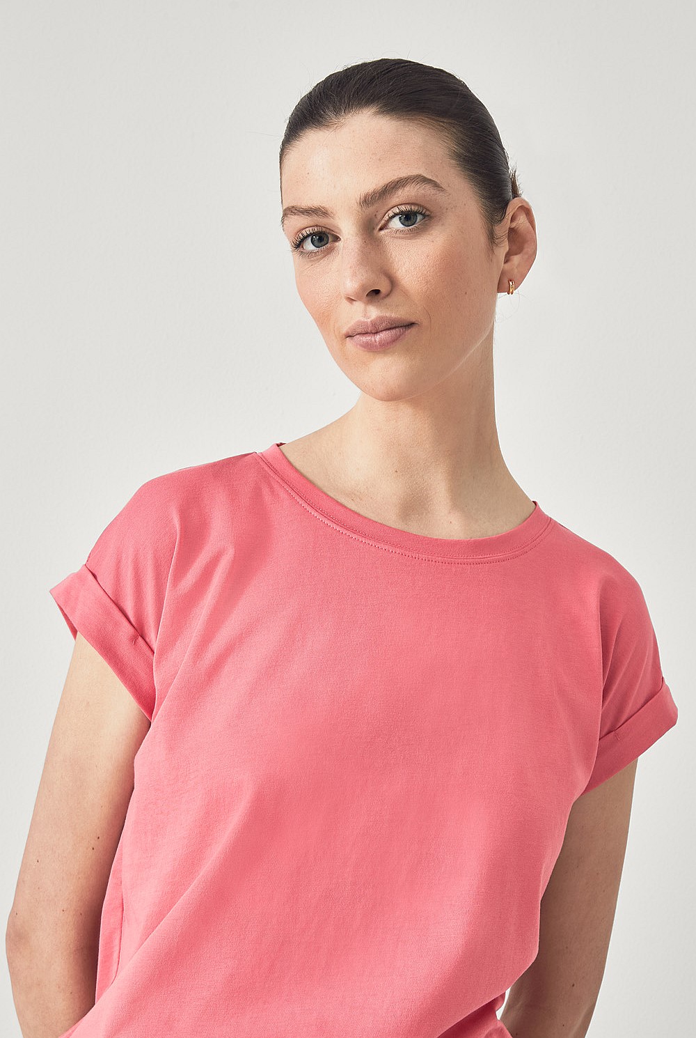 Pima Cotton Cuff Sleeve T-shirt