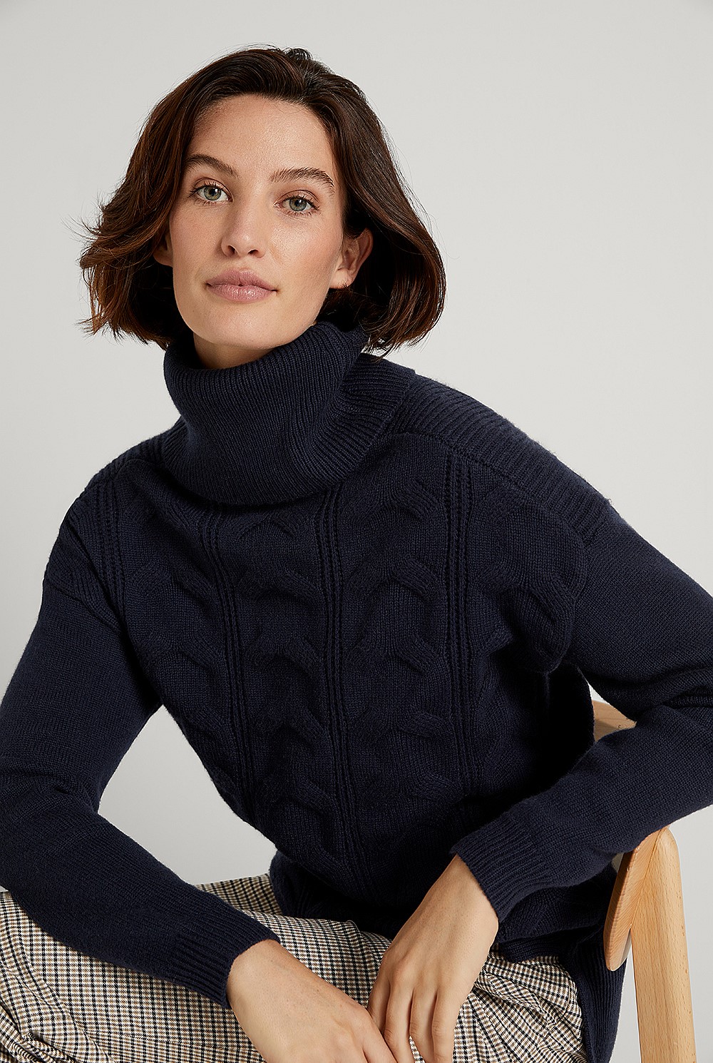 Wool Yak Cable Roll Neck