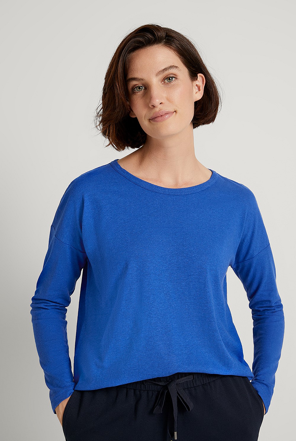 Linen Cotton Relaxed Long Sleeve T-shirt