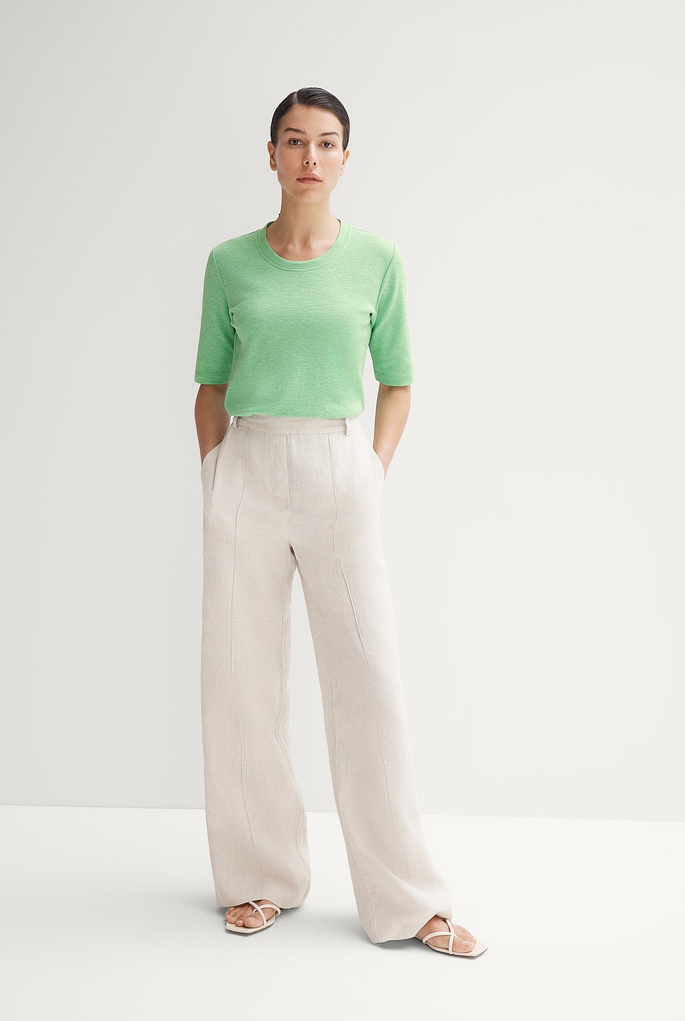Cotton Ottoman Marle Half Sleeve T-shirt