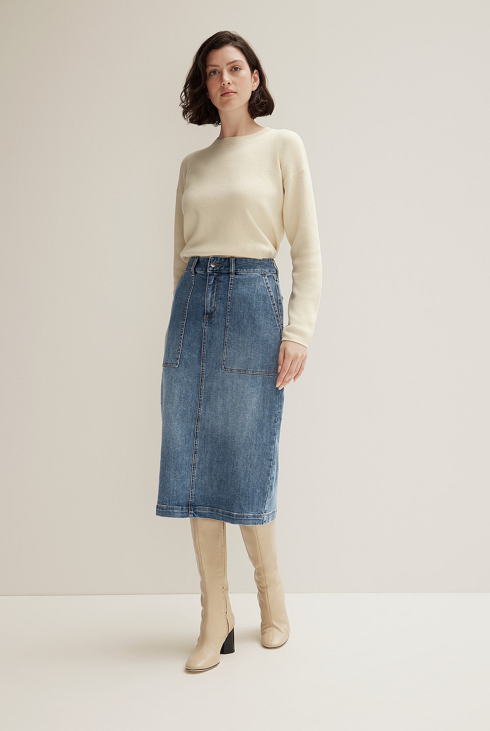 Longline Denim Skirt