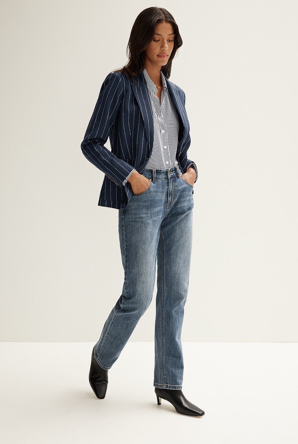 Single Breasted Pinstripe Blazer